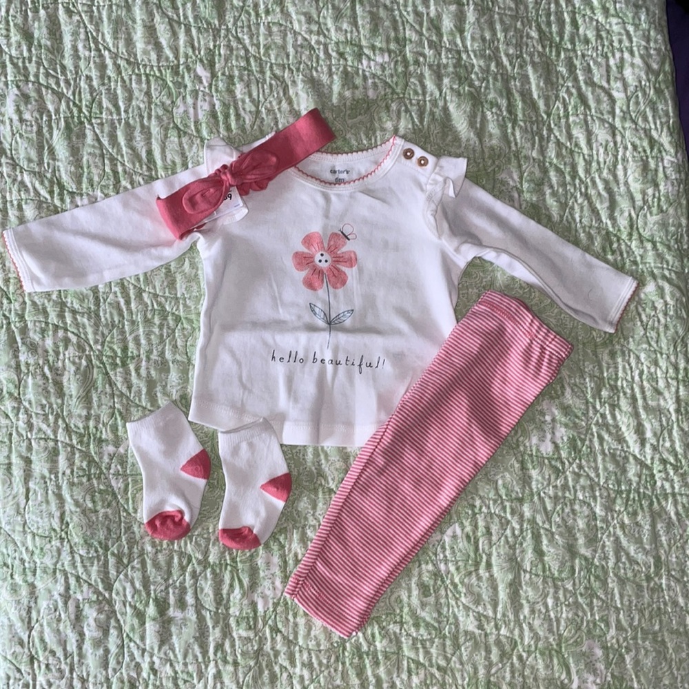 NWOT Carter's Baby Girl 4-Piece Hello Beautiful Outfit